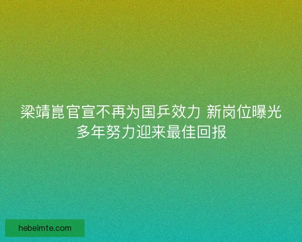 梁靖崑官宣不再为国乒效力 新岗位曝光多年努力迎来最佳回报